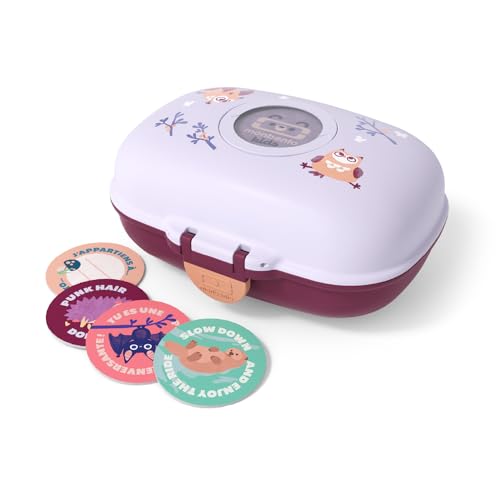 monbento - Kinder Snackbox MB Gram Owly - Eule - Jungen und Mädchen - Ideal für Mittagessen oder Snacks in der Schule/Park - BPA Frei - Lebensmittelecht - Violett