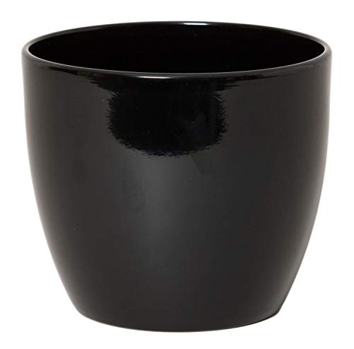 INNA-Glas Keramik Blumentopf, Ø28cm, 25cm, schwarz - Pflanzentopf/Übertopf