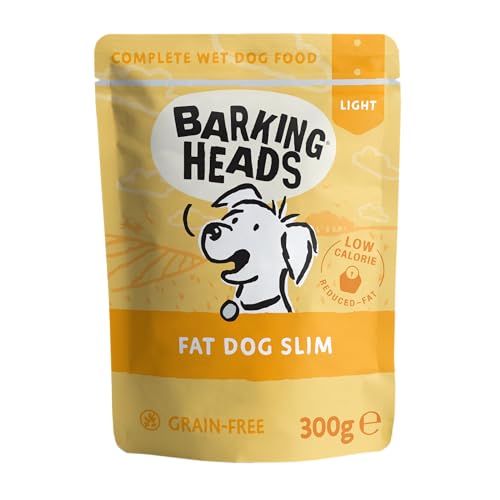 Barking Heads Fat Dog Slim, Diät Hundefutter Nassfutter für Hunde aus 85% Natürlichem Freiland-Huhn Ohne Künstliche Aromen, Hundefutter Getreidefrei mit Vitaminen und Mineralien (10 x 300 g)