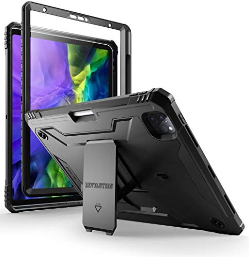 POETIC Revolution Series Entwickelt für iPad Pro 11 2020 & 2018 Robustes Hülle mit Ständer, Ganzkörper-Hochleistungsetui, integrierter Displayschutz, Schwarz