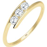 Elli PREMIUM Ring Damen mit Zirkonia Steinen Verlobungsring in 375 Gelbgold