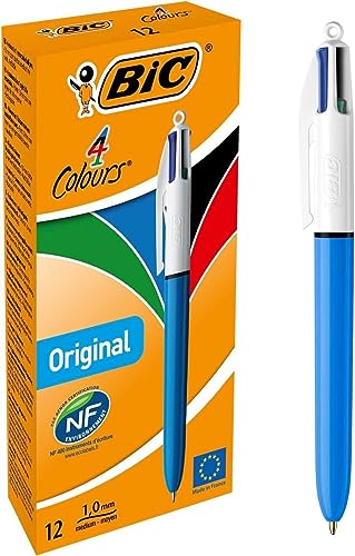 BIC 4 Farben Kugelschreiber Set 4 Colours Original, 12er Pack, Ideal für das Büro, das Home Office oder die Schule