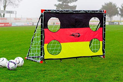 POWERSHOT Fußballtor Fun 1,8 x 1,2m aus wetterfestem uPVC Klicksystem und Zubehör (Tor + Torwand Deutschland)