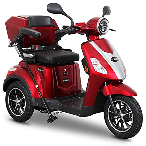 Rolektro E-Trike-15 V.2 Rot 3-Rad Elektromobil 15km/h Seniorenmobil - 1000W E-Mobil 3-Rad Seniorenfahrzeug - mit EU Straßen-Zulassung - Fahren ohne Führerschein