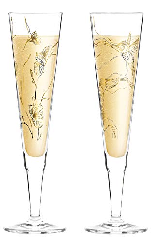 Dekomiro Ritzenhoff Champus Champagnerglas Set Frühling 2020 Benzoni Floral und Kolibri und Glasputztuch
