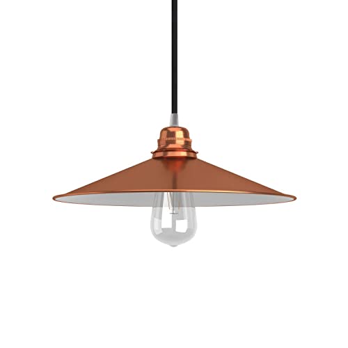 Lampenschirm Swing aus emailliertem Metall mit Fassung E27 – Weiß – Kupfer