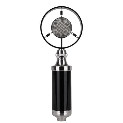 Tyuooker Professionelles, Kabelgebundenes Vintage-Studio-Kondensatormikrofon für Live-Übertragungen, Schwarz, Einfache Installation