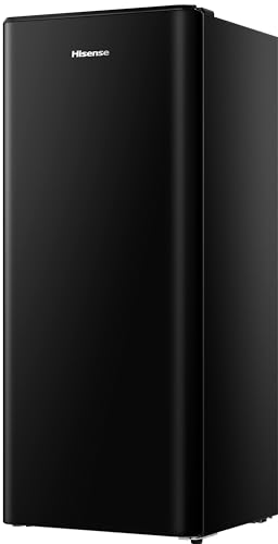 Hisense RR220D4BBE Kühlschrank mit einer Tür, Gefrierschrank, 165 l Fassungsvermögen, 128 cm hoch, Klasse E, Weinregal, Cycle Defrost (Cyklisch), Obst- und Gemüsebox, Schwarz (neu)