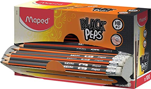 Maped Bleistift BLACK, PEPS, mit Radierer, 100er Displaybox