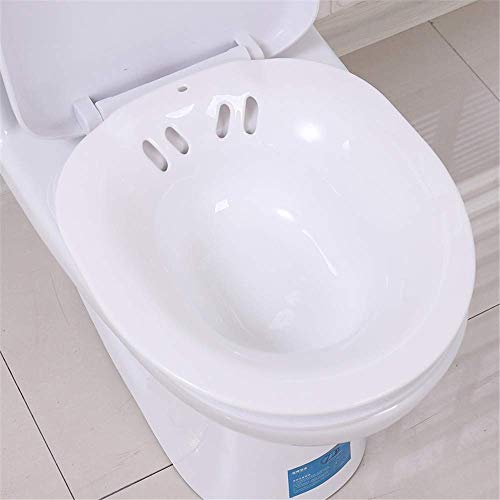Tragbares Sitzbad, Perineale Badewanne über der Toilette zur Hämorrhoidenlinderung, für Patienten nach Episiotomie, Schwangere und ältere Menschen,White