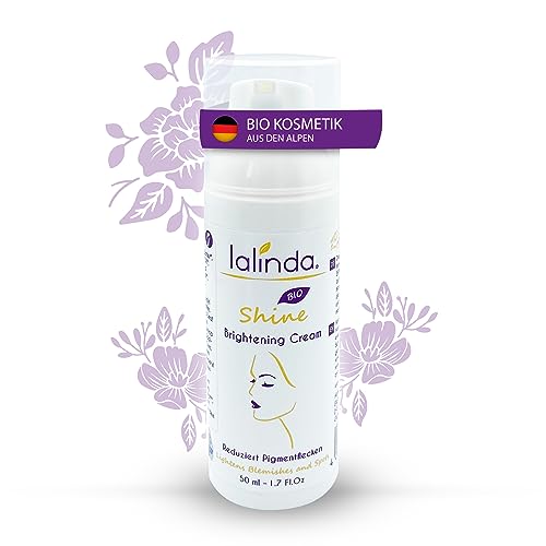 lalinda - BIO Brightening Creme - gegen Pigmentflecken Altersflecken und Falten - Anti-Aging mit Blaualgenextrakt, Hyaluron, Ectoin, Rosenwasser für einen helleren Teint - 50 ml vegan
