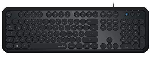Speedlink CIRCLE Retro Keyboard - Tastatur im Schreibmaschinen-Stil - 11 multifunktionale Tasten, schwarz