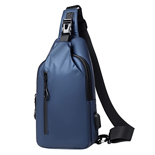 TABKER Umhängetasche Herren Men's Shoulder Bag Nylon Waist Bag Sling Bag Outdoor Sports Chest Bag Canvas Messenger Bag (Color : A)