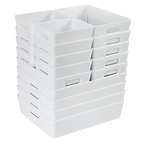 Hummelladen Schubladen Ordnungssystem - 6 cm hoch - 18 Teile - in 3 Größen - für 60x75cm Schublade - Aufbewahrungsbox weiß - Organizer