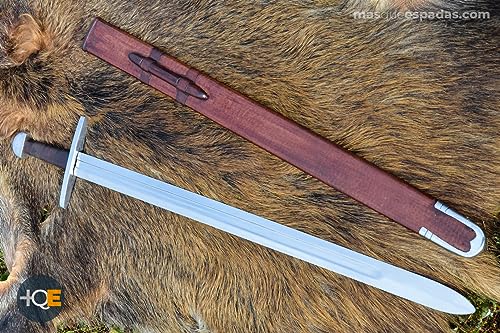 Battle-Merchant Normannen-Schwert, geschmiedet mit Scheide aus Leder Echtes Metall Schwert