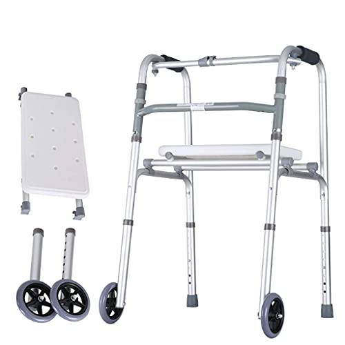 Gehhilfen für Senioren Gehhilfen aus Aluminium, Duty Folding Walker mit 2 Rädern für Senioren, Erwachsene Extra Wide Vorderrad Walker, Walking Frame Lightweight, Mobility Aid for Handicap Rollator