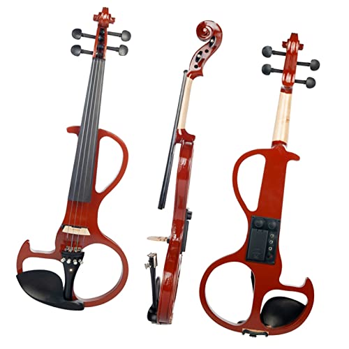 PECY Stille Elektrische Massivholz Violin Ebony Armaturen Größe 4/4 Geigenset Mit Brazilwood Bogen+Fall Geige