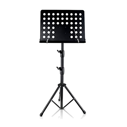 Notenständer Noten-Stand-Faltklappen, tragbarer einstellbarer Musikständer for Gitarrenspieler, Geigenspieler, Metallstativständer, Musik Cliphalter Notenpult (Color : Schwarz)