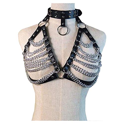 Punk Layered Body Chain Harness Leder Body Chains Bikini Chain Fashion Circle Body Jewelry Accessoires für Frauen und Mädchen