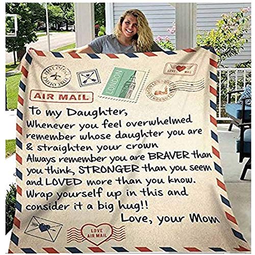 Airmail Letter Blankets to My Daughter or Son Blanket from mom,Personalized Letter Print Warm Blanket Super Soft Blanket,Positive Encourage Love to Your Daughter Suitable for Sofa Travel Lap (79*59in)