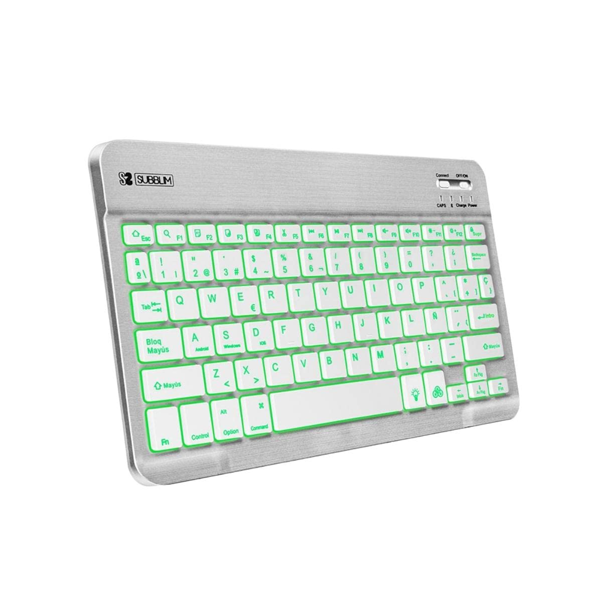 SUBBLIM Bluetooth-Tastatur mit Halterung für Tablet SUB-KBT-SMBL30 Spanisch QWERTY schwarz/weiß Mehrfarbig Spanisch