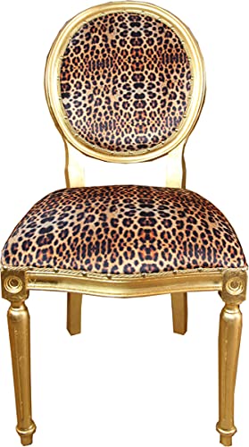 Casa Padrino Barock Luxus Esszimmer Stuhl Leopard/Gold Mod2 - Designer Stuhl - Hotel & Restaurant Möbel - Luxus Qualität