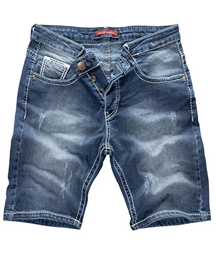 Rock Creek Herren Shorts Jeansshorts Denim Stretch Sommer Shorts Regular Slim [RC-2134 - Blue White - W38]