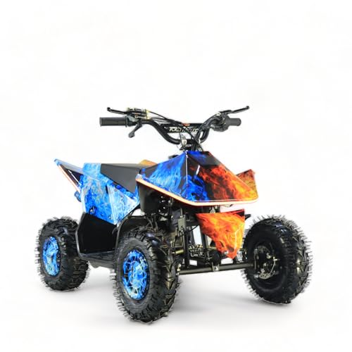 KXD M2 E-Starter 6" 49ccm 2T Quad Mini ATV Miniquad Benzinmotor Kinderquad Kinder Enduro Pocketquad Design Feuer