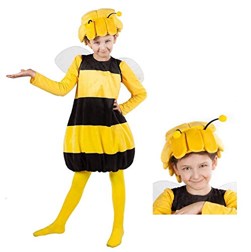 Biene Maja Kostüm mit Kopfbeckung für Kinder 3-teilig - Tierkostüm (134-140)