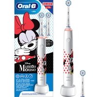 Oral-B Junior Minnie Mouse Elektrische Zahnbürste für Kinder ab 6 Jahren, 360° Andruckkontrolle, weiche Borsten, 2 Putzmodi, 2 Aufsteckbürsten, weiß