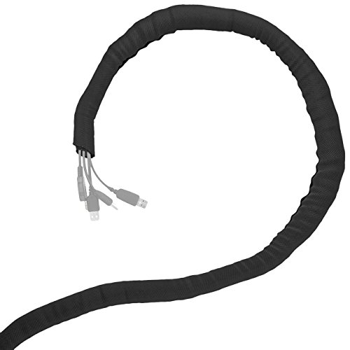 Minadax® 5 Meter, 29mm Ø Selbstschließender Profi Kabelschlauch Kabelkanal in schwarz für flexibles Kabelmanagement