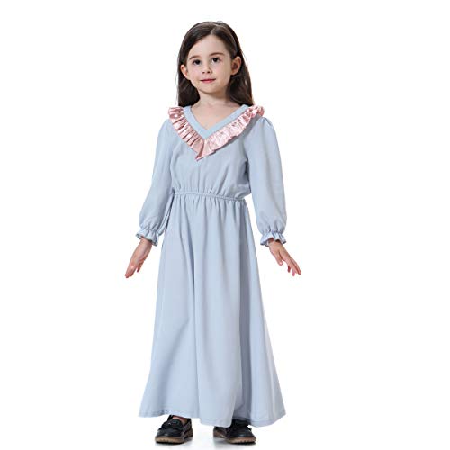 BaronHong moslemisches islamisches arabisches Mädchen Abaya Long Thobe Dress Palace Stylish (grau, 160cm)