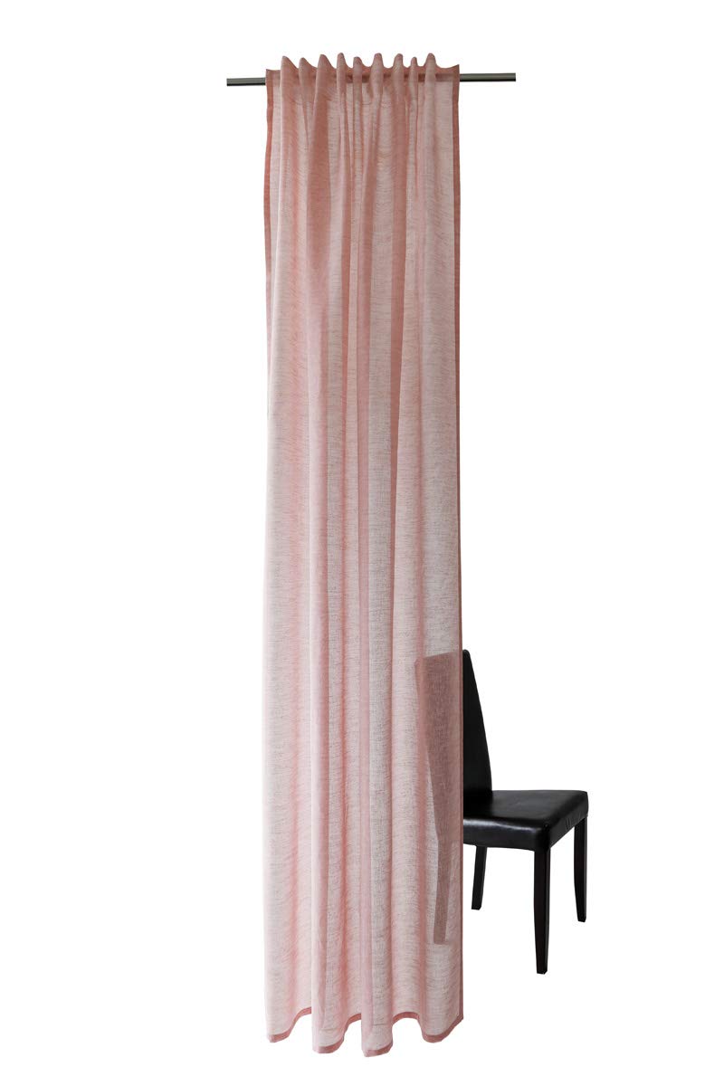 Homing transparenter Vorhang Uni Gardine Rosa Rose einfarbig | Wohnzimmer Schlafzimmer Küche Kinderzimmer | Dekostoff (1Stück) 245 x 140 cm(HxB)