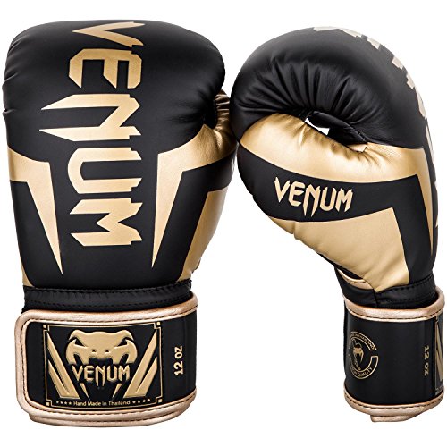 Venum Elite Boxhandschuhe, Schwarz/Gold, 12 oz