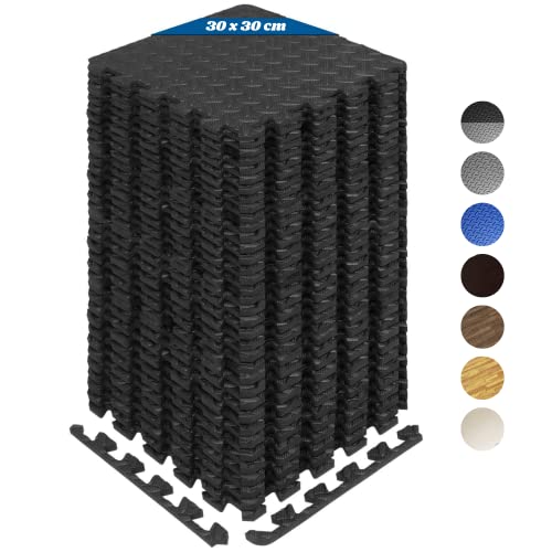 Yes4All Schaumstoffmatten mit Bordüre – ineinandergreifende Bodenmatten für Fitnessgeräte – EVA-Bodenfliesen (schwarz)