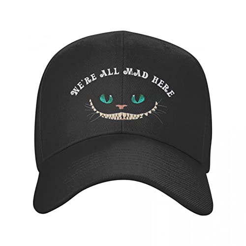 Baseballmütze Custom We're All Mad Here Baseballmütze für Herren Damen Verstellbare Cheshires Cat Dad Hat Streetwear Snapback Caps Trucker Hats