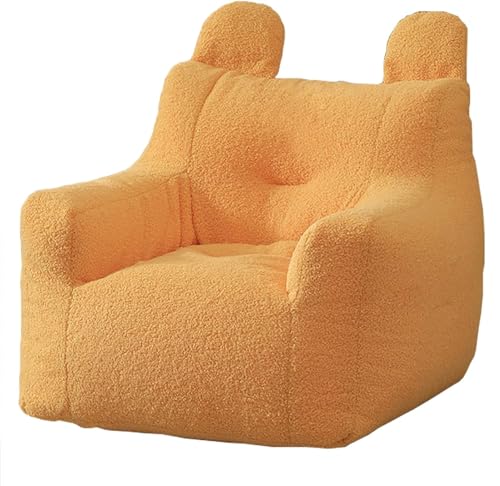 DTLEO Sitzsack-Lazy-Sofabezug (ohne Füllstoff), hochwertiger, weicher Teddy-Fleece-Stoff, Lazy-Sofa-Sitzsackbezug für Kinder und Erwachsene Kaninchen-Fluff-Imitation,Corn Yellow,L