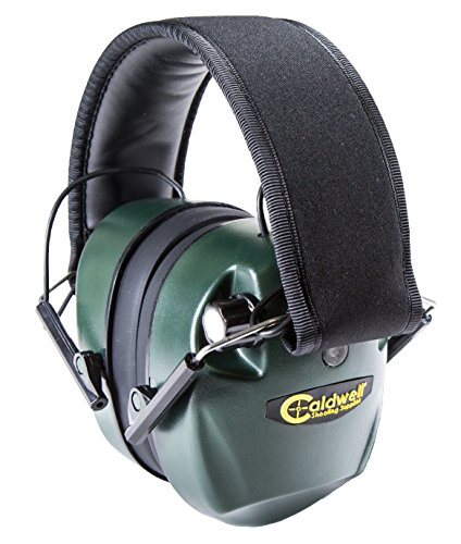 Caldwell E-Max – Erwachsene Grün – Elektronischer Gehörschutz 21 NRR mit Schallverstärkung – Verstellbare Ohrenschützer für Schießen, Jagd und Reichweite