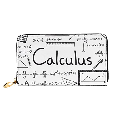 DEHIWI Mathematik Geometrie Geek Calculus Leder Zip Around Wallet Frauen Clutch Geldbörse Reise Kartenhalter Tasche Geschenk, Schwarz , Einheitsgröße