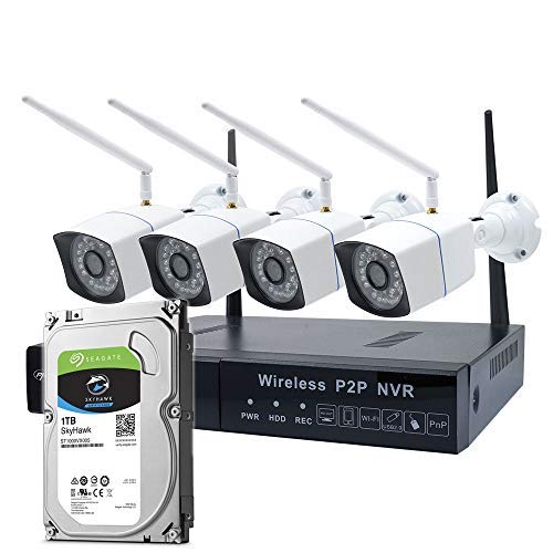 PNI House WiFi550 NVR-Videoüberwachungskit und 4 Wireless-Kameras, 1.0MP mit HDD 1 TB inklusive