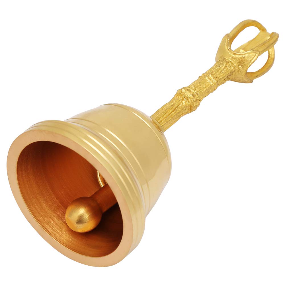 4.5 Zoll Gold Tischglocke Handglocke Handglocke aus Messing Buddhistische Glocke Feng Shui Taoist Instrument