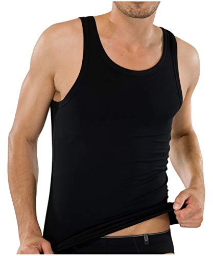 Schiesser Herren Shirt 0/0 Arm Unterhemd, Schwarz (000-schwarz), 10 (4XL)