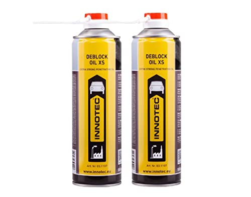 2 Stück Innotec Deblock Oil XS Extrem - Starker Rostlöser - schnelle Wirkung - Langzeitkriechwirkung - Mischung aus schnellen Rostlösern und Schmiermitteln- Rostlöser Innotec Spraydose 500ml