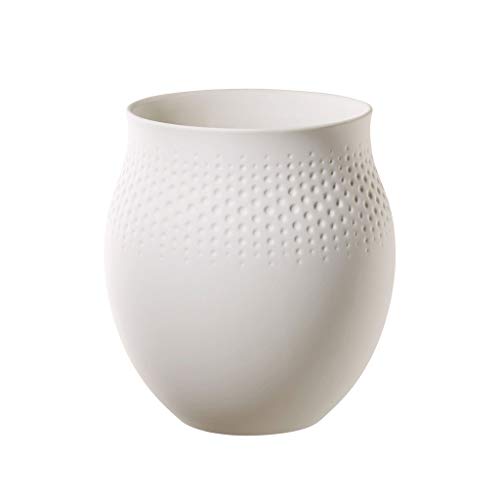 Villeroy & Boch Collier Blanc Vase Perle No. 1, 16,5x16,5x17,5 cm, Premium Porzellan, Weiß