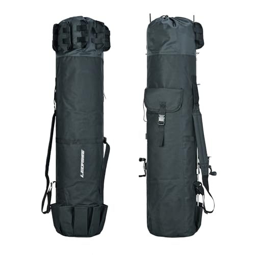 YIWENG Zusammenklappbare Angelruten-Tasche, robuste Angelrutentasche aus Oxford-Stoff, tragbare Angelgerät-Tasche