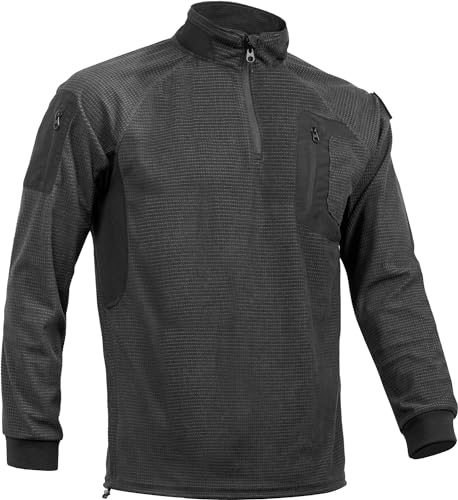 ACE Schakal Pullover - taktischer Outdoor-Sweater mit Klett-Fläche am Arm - für Airsoft, Paintball & Trekking - Schwarz - M