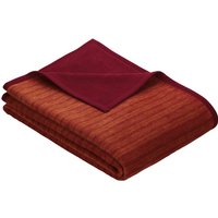 Ibena Fano Kuscheldecke 100x150 cm – Kniedecke rot orange, tolle Wendedecke aus hochwertiger Baumwollmischung, kuschelweich und angenehm warm