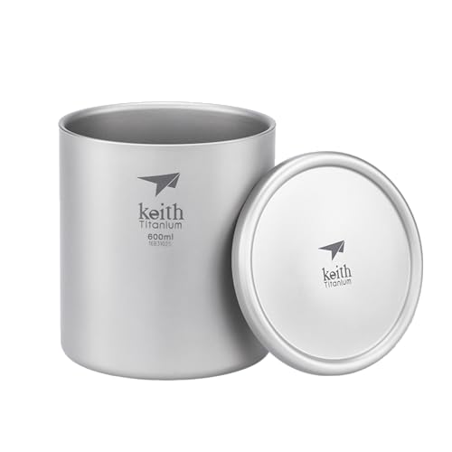 Keith Ti3307 Tasse, doppelwandig, Titan, mit Deckel