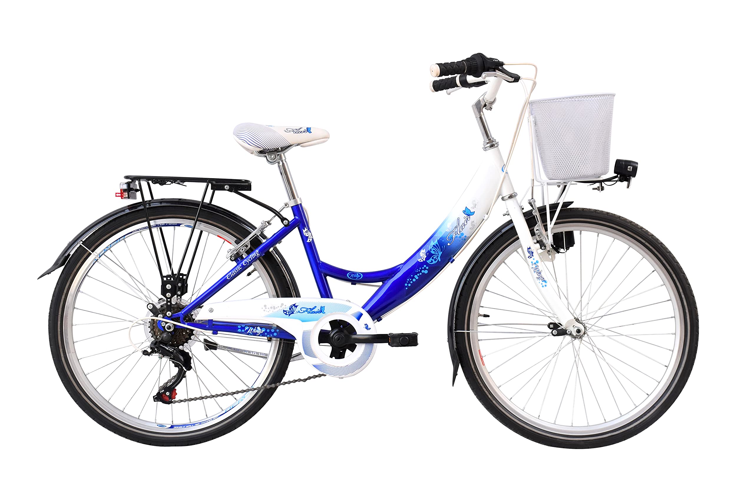 24 Zoll Kinder City Mädchen Fahrrad Mädchenfahrrad Kinderfahrrad 6 Shimano Gang Beleuchtung STVO Rad Bike Flair Blau