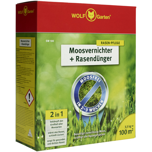 WOLF GARTEN Rasendünger & Moosvernichter »SW 100«, 3,5 kg, für 100 m², schützt vor Moos
